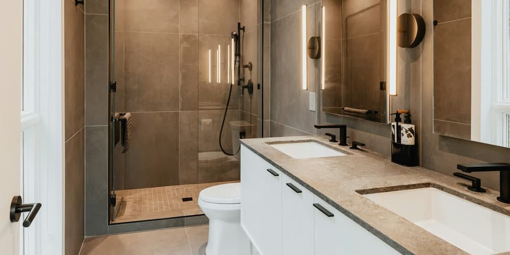 Tiled shower detail illustrating coordinated shower installation in Kitchener