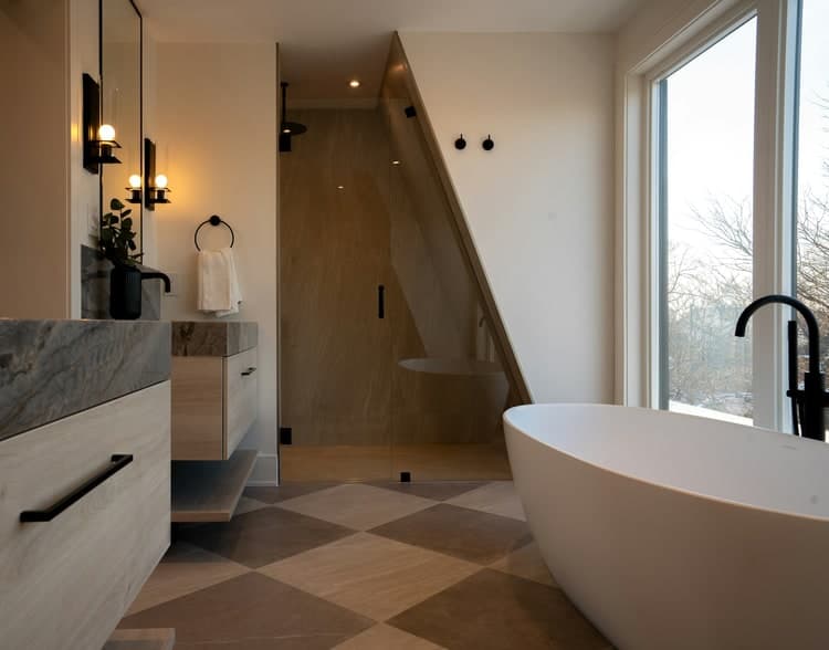 Detailed tiled shower illustrating custom shower planning in Waterloo