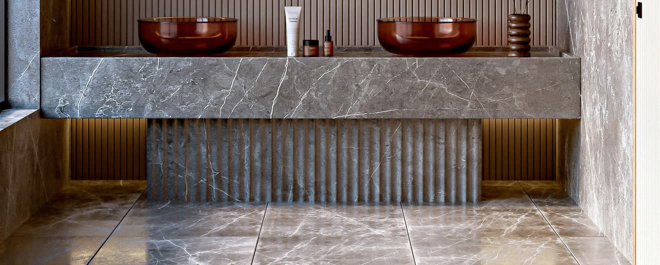 Custom residential tile detail with precise layout lines